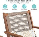 Verano Garden Set of 2 Patio Lounge Chair, Modern Acacia Wood Accent Armchair with Handwoven Rope for Patio, Living Room - Photo 3