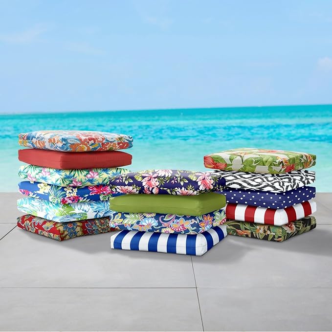 BrylaneHome Chair Cushion with Ties - 18.75" L x 18" W - Patio & Outdoor - Water - Photo 3