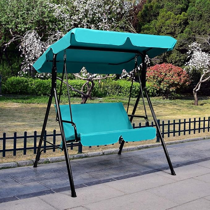 Tangkula 2 Person Porch Swing, Outdoor Swing with Removable Cushions, Solid Steel Structure - Photo 4