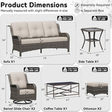 7 Piece Outdoor Wicker Patio Furniture Set, Outdoor Swivel Rocker Patio Chairs Set with Thickened Olefin Cushions - Photo 2