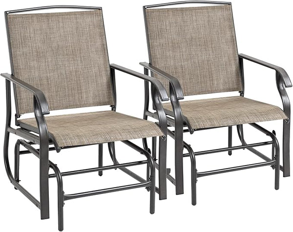 Outsunny 2 Piece Glider Set, Outdoor Swing Chairs, Patio Rocking Armchairs with Breathable Mesh Fabric - Photo 1