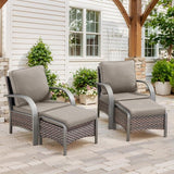 Belord 4 Pieces Wicker Patio Furniture Set Outdoor Patio Chairs with Ottomans All Weather Rattan Outdoor High Back Deep - Photo 2