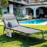 Unovivy Outdoor Chaise Lounge Chairs Set of 2, Portable Folding Pool Lounge Chair with 5-Position Reclining Back - Photo 2