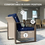 Outdoor Patio Furniture Set, 7 Piece Wicker Patio Conversation with Deep Seating, Thicken Cushions, Outdoor Club Chair - Photo 3