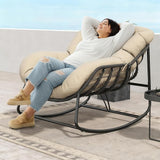 Fancyango Oversized Egg Rocking Chair for Indoor/Outdoor – All-Weather Wicker Rattan Lounge Chair with Cushion - Photo 1