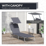 Outsunny Outdoor Lounge Chair, Adjustable Folding Chaise Lounge, Tanning Chair with Sun Shade for Beach, Camping, Hiking - Photo 5
