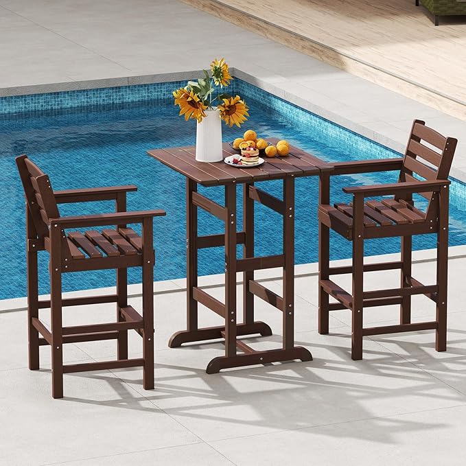 Tangkula Patio Adirondack Chairs Set of 4, HDPE Bar Height Chair with Wide Armrests & Footrest - Photo 4