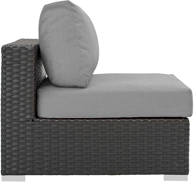 Modway EEI-1854-CHC-GRY Sojourn Wicker Rattan Outdoor Patio Sunbrella Fabric, Armless Chair, Canvas Gray