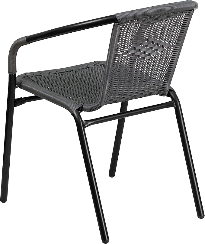 EMMA + OLIVER Set of 4 Modern Rattan Indoor/Outdoor Stack Chairs - Photo 8