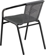EMMA + OLIVER Set of 2 Modern Rattan Indoor/Outdoor Stack Chairs - Photo 9
