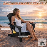 Domi Folding Adirondack Chair Set of 4, HDPE All-Weather Adirondack Chairs with Cup Holder - Photo 4