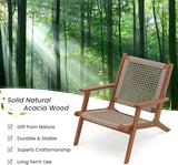 Verano Garden Set of 2 Patio Lounge Chair, Modern Acacia Wood Accent Armchair with Handwoven Rope for Patio, Living Room - Photo 7