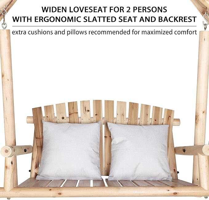 MUPATER Wooden Patio Porch Swing Glider Outdoor with A-Frame Stand - Photo 5