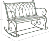 SAFAVIEH Outdoor Collection Ressi Victorian Antique Dark Green Wrought Iron Rock Bench - Photo 3