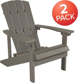 Flash Furniture Charlestown Poly Resin Adirondack Chair - Gray - All Weather - Indoor/Outdoor - Set of 2 - Photo 4