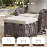 Belord 6 Piece Wicker Patio Furniture Set, Outdoor Swivel Rocker Chairs Set of 2 with Ottomans and Loveseat - Photo 9