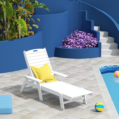 WO WESTIN OUTDOOR HDPE Laguna Poly Reclining Chaise Lounge, White