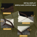 Outsunny Wicker Adirondack Chair for 2 with Cushions & Footrests, PE Rattan Double Chaise Lounge Chair - Photo 4