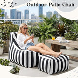 Outdoor Bean Bag Chair with Ottoman, Large Patio Lounge Chair for Adults, Thick Filled Lounger for Pool, Deck - Photo 2
