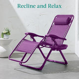 Best Choice Products Adjustable Zero Gravity Chair, Monochromatic Color Folding Patio Recliner w/Side Tray - Photo 4