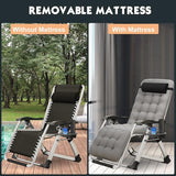 MOPHOTO Zero Gravity Chair, Outdoor Padded Lounge Chair with Side Table, Zero Gravity Recliner Chair - Photo 3