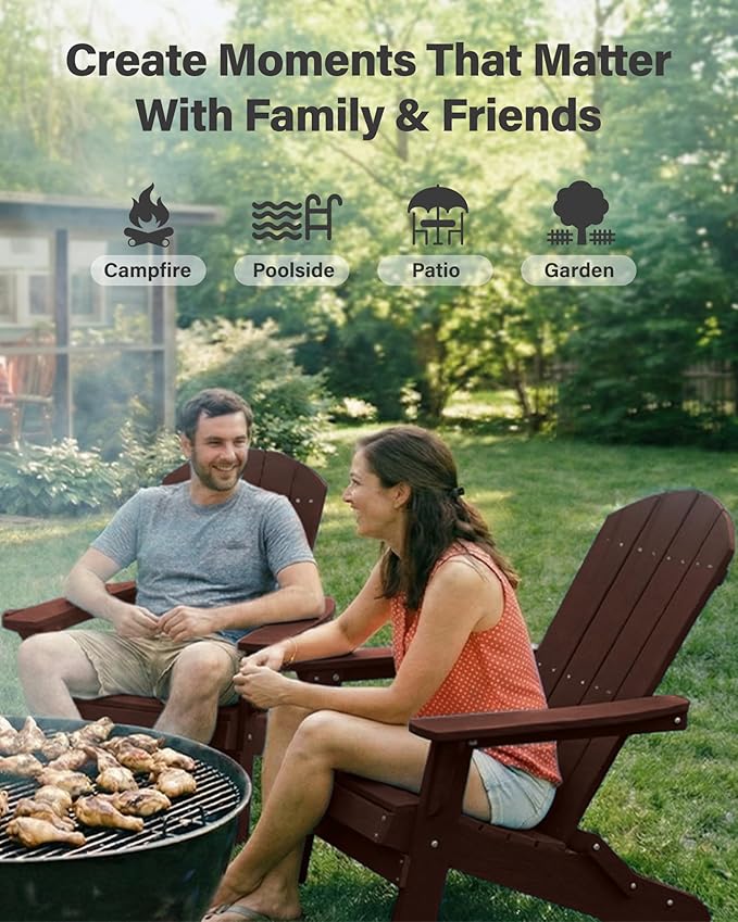 YEFU Adirondack Chair, Oversized Plastic Adirondack Chair Folding Outdoor Chairs with cup holder - Photo 9