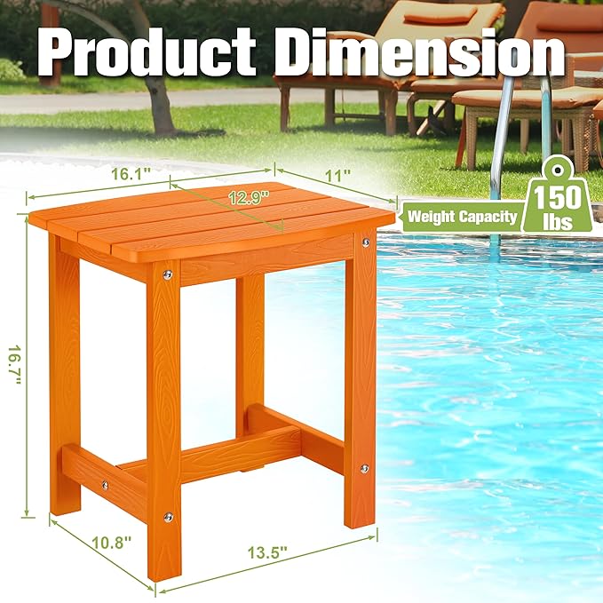 Y&M Outdoor Side Table, HIPS Adirondack Small Single Table, Waterproof Square Outside Table - Photo 3