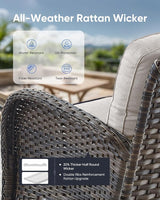 3 Pieces Patio Bistro Set Outdoor Swivel Rocker Patio Chairs with Side Table Patio Furniture for Deck Porch Garden - Photo 3