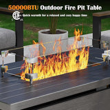 Sundale Outdoor 5 Pieces Patio Furniture Set with Fire Pit Table, Metal Outdoor Sectional Sofa with 6" Olefin Cushion - Photo 6