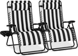 Best Choice Products Set of 2 Extra Wide Adjustable Steel Mesh Zero Gravity Lounge Chair Recliners w/Pillows and Cup - Photo 1