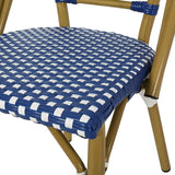 Christopher Knight Home Gwendolyn Outdoor French Bistro Chairs (Set of 2), Blue + White + Bamboo Print Finish - Photo 5