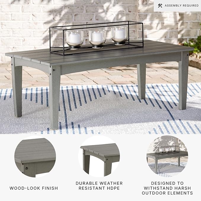 Signature Design by Ashley Visola Outdoor HDPE Patio Cocktail Table, Gray - Photo 4