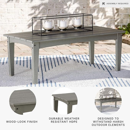 Signature Design by Ashley Visola Outdoor HDPE Patio Cocktail Table, Gray