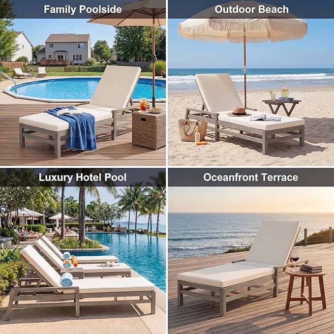 Outdoor Chaise Lounge Chair Set of 2, Patio Chaise Lounge Recliner with Adjustable Backrest - Photo 9