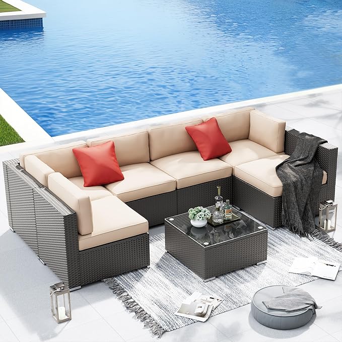 SUNCROWN 7-Piece Outdoor Sectional Sofa Couch - PE Rattan Wicker Modular Patio Furniture Conversation Set with Washable - Photo 4