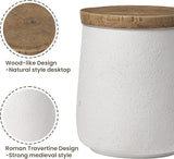 COSIEST Drum End Table Cylinder Shaped Concrete Side Table Faux-Wood Top - Photo 5