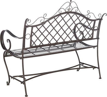 Safavieh PAT5017B Outdoor Collection Abner Rustic Brown Wrought Iron 46-inch Garden Bench