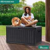 YITAHOME 90 Gallon Large Deck Box, Double-Wall Resin Outdoor Storage Boxes, Deck Storage for Patio Furniture, Cushions - Photo 8