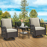 GAOMON 3 Pieces Outdoor Swivel Rocker Chair Set of 2 with Small Side Table, 360-Degree Swivel Rocking Chair - Photo 1