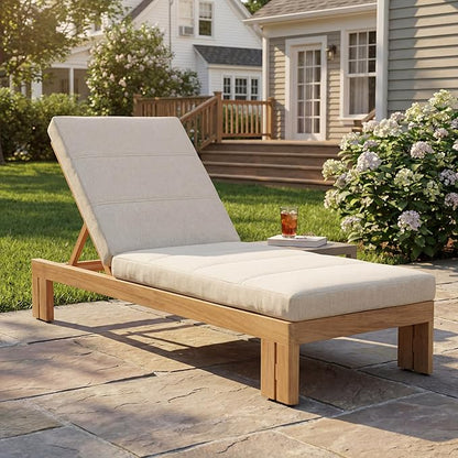 Merax Outdoor Chaise Lounge Cushion Only - Water-Resistant Patio Lounge Chair Cushion with Removable Cover, Beige
