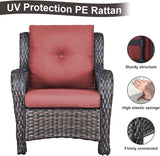 HUMMUH 3 Pieces Patio Bistro Set Wicker Patio Chairs Set of 2 with Tempered Glass Top Side Table Rattan Outdoor - Photo 4