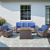 5 Piece Outdoor Patio Furniture Set with Fire Pit Table - Photo 1