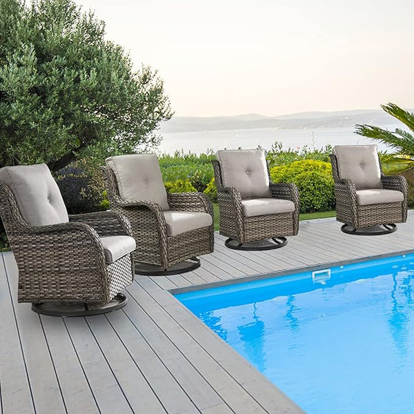 Belord Wicker Chairs 4 PC Outdoor Swivel Rocker Set, Patio Swivel Glider Chairs Set of 4 - Photo 1