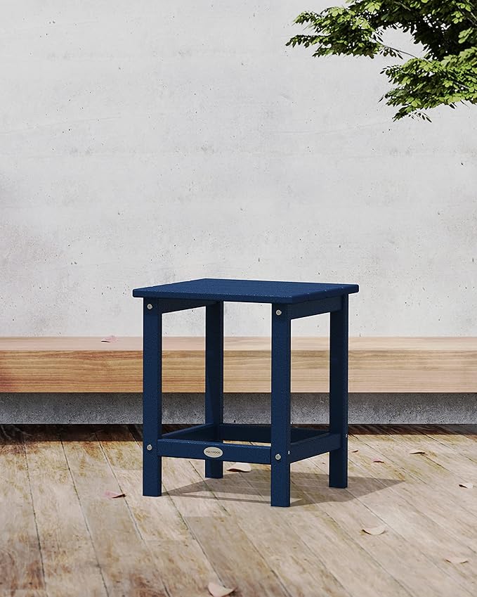 Polywood Long Island Side Table, 15.13in. x 14.75in. x 18in, Navy