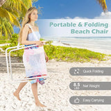 GYMAX Beach Chair Set of 2, Folding Sling Chairs with Headrest, Cup Holder & Shoulder Strap - Photo 4