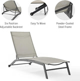 Crosley Furniture Weaver Reclining Mesh Outdoor Chaise Lounge Chair with Wheels for Patio, Deck, Poolside - Photo 9