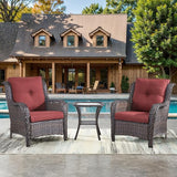 HUMMUH 3 Pieces Patio Bistro Set Wicker Patio Chairs Set of 2 with Tempered Glass Top Side Table Rattan Outdoor - Photo 7