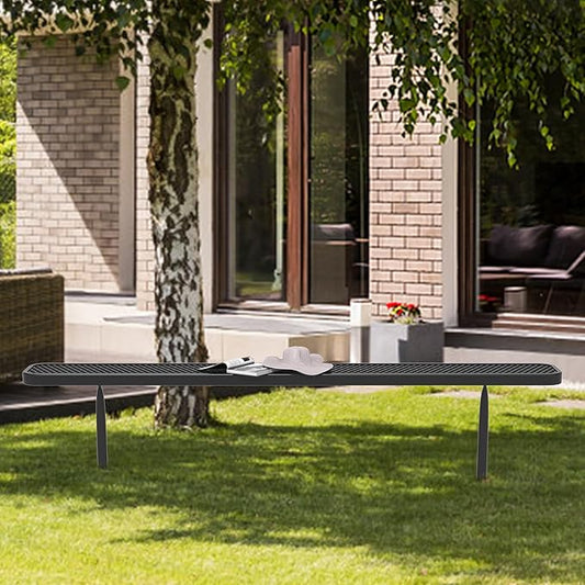 8 FT Heavy Duty Metal Park Bench for Outside, Outdoor Backless Bench with Thermoplastic Coating, Commercial Benches for Shopping Mall, Store, Park, Deck, Inground Mounted, Black