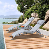 Domi Pool Lounge Chairs Set of 3, Adjustable Aluminum Outdoor Chaise Lounge Chairs with Metal Side Table - Photo 1