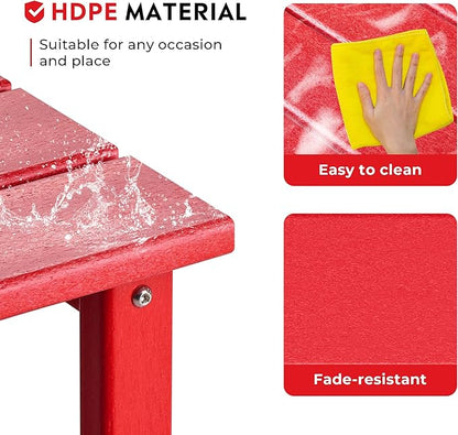Costaelm Square Outdoor Side Tables, Adirondack Patio Tables for Outside, HDPE Patio End Table Weather Resistant, Balcony Table for Pool, Seaside, Backyard, Porch, Indoor Companion, Red